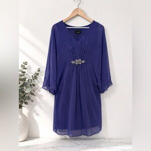 connected apparel Purple Embellished V-Neck Tunic